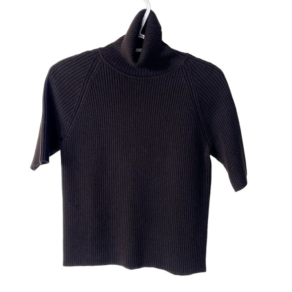 DKNY Petite Short Sleeve 100% Wool Turtleneck Sweater Size Small - Picture 1 of 6